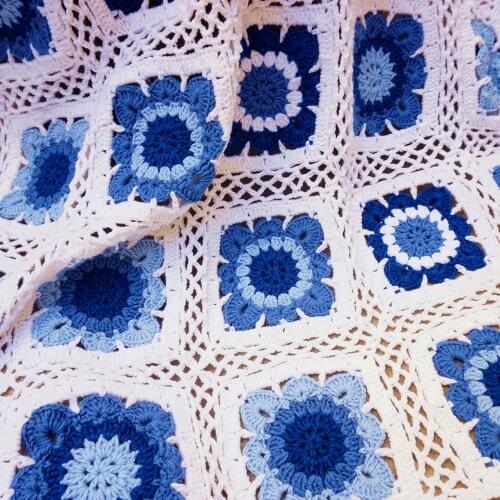 Handmade crochet blue and white porcelain blanket Sofa blanket Tables Cover home&living gift