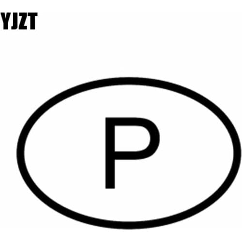 YJZT 15CM*10.1CM VINYL DECAL P PORTUGAL COUNTRY CODE OVAL CAR STICKER Black Silver C10-01210