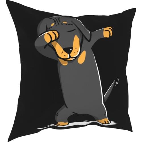 Dabbing Dachshund Funny Doxie Pillow Cover Decoration Cushions Throw Pillow for Sofa Polyester Double-sided Printing Unique