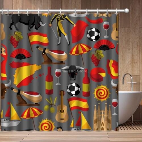 Animal Bullfight Fashion 3D Print Shower Curtain Bathroom Set With Waterproof Hook Bath Curtains Cartoon Kids African Funny