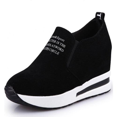 2020 NEW Vulcanize Shoes Hidden Heel Women Platform Shoes Woman Sneakers Slip on Waliking Shoes Height Increasing Wedges Shoes