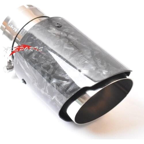 1 PC New Car Style Forged Glossy Fiber Carbon Stainless Steel Muffler PIpe Silver Exhaust Muffler Tip