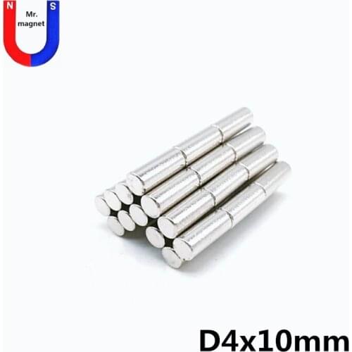 100/500/1000pcs 4x10 magnet cylinder Sintered NdFeB 4x10 mm strong magnet bar rare earth neodymium magnets 4*10 magnetic Metal