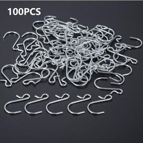 100 pcs S Type Kitchen Bedroom Hooks Storage Racks Metal Hangers Hanging Hooks for DIY Crafts Hanging Jewelry Key Chain Tags