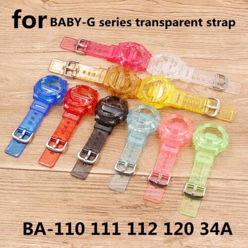 Watch accessories for Casio BABY-G BA-110 111 112 120 34A resin silicone rubber transparent strap case