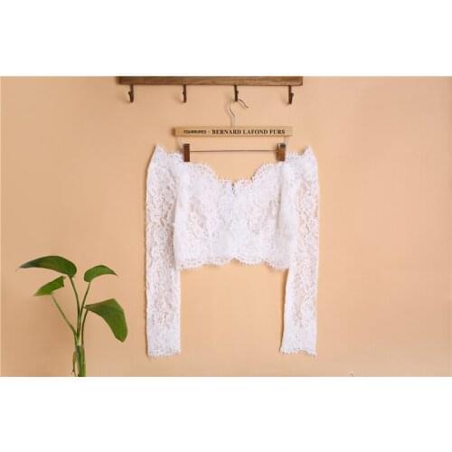 Bolero long sleeves V neckline bridal dress lace bolero wedding dresses lace jacket top