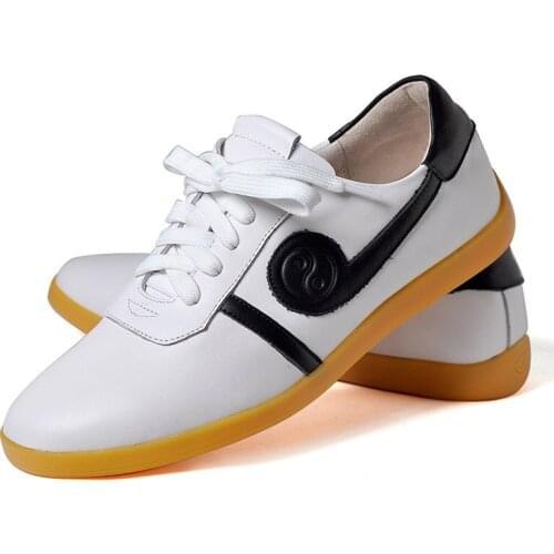 Cowhide Taiji shoes male leather martial arts shoes Cowhide sole female leisure board shoes training shoes sports kung fu shoes