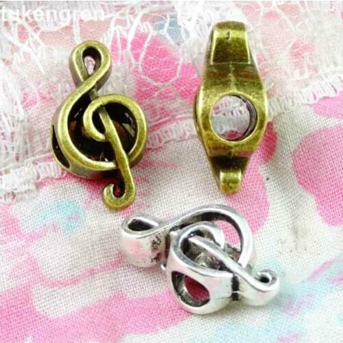 50pcs/lot Zinc alloy bead Antique Bronze Plated Charms Pendants Fit Jewelry 18*9MM The music Fu perforated beads Shape