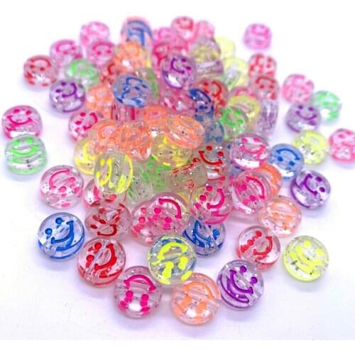 New 20pcs 10mm Smiley face Acrylic Round Shape Beads For DIY Handmade Jewelry Craft Accessories#08
