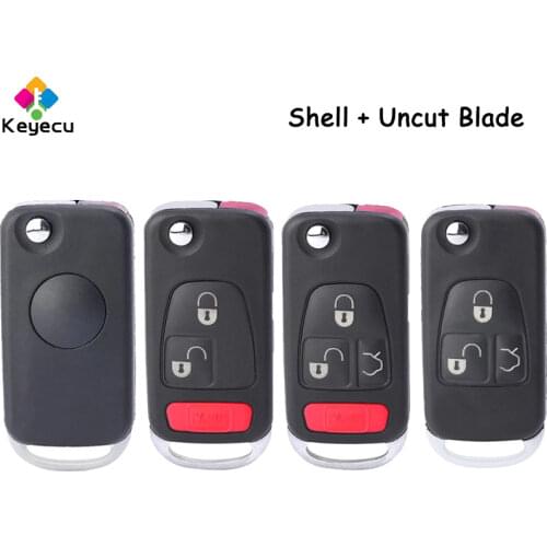 KEYECU Flip Remote Control Car Key Shell Case With HU39 Blade - FOB for Mercedes Benz C E S ML SL ML55 AMG S500 SL500 W168 W124