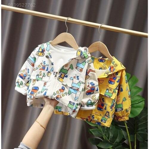 Childrens Coat Baby Spring and Autumn Hooded Jacket Boys and Girls Cartoon Long-sleeve Outer Clothing