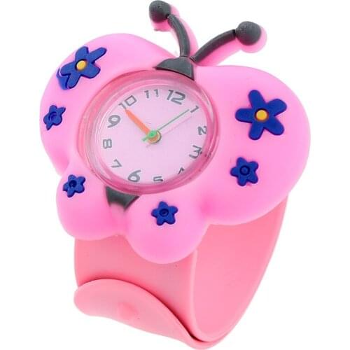 Gnova Platinum Animals Cartoons Butterfly Silicone Slap On Watch Kids Wristwatch Small Girl Boy Fashion Children Gift A935