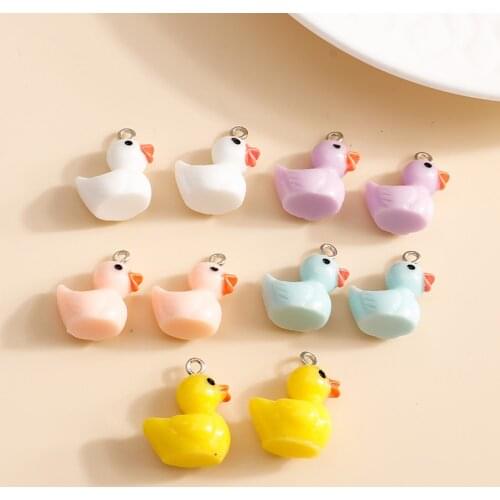 10pcs 16*19mm 5 Color Enamel Mini Duck Charms DIY for Necklaces Pendants Earrings Making Cute Animal Charms Jewelry Accessories