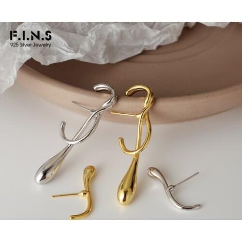 F.I.N.S Exaggerated Abstract S925 Sterling Silver Stud Earrings INS Style Asymmetrical Earrings Fashion Jewelry Prevent Allergy