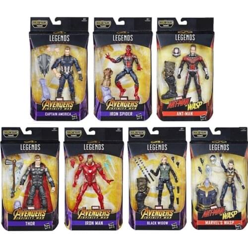 Hasbro Marvel Legends Avengers Captain America Iron-Spider Ant-Man Thor Iron-Man Black Widow Wasp Anime Figures Model Collect