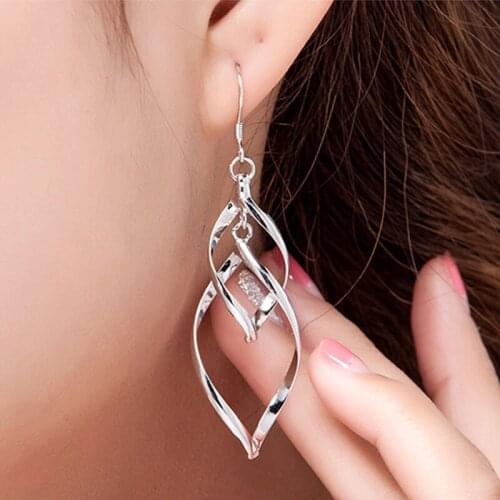 Hot Sale Wedding Drop Earring Silvery 1 Pair Allergy Free Beautiful Long Double decker Twisted Earrings Water Drop Ear Jewelry