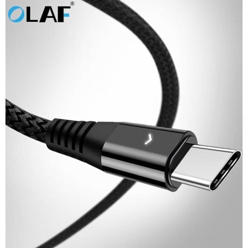 OLAF USB Type C Cable for USB-C Fast Charging 2.4A LED USB Charger Cables for Samsung Galaxy S9 S8 Plus Mobile Phone Cable Cord