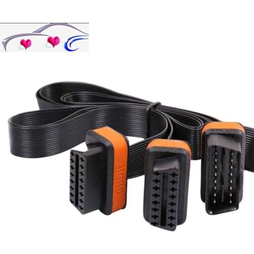 1M Flat Ultra Thin As Noodles OBD2 Splitter Cable For ELM327 16Pin Male To Dual Female Y Splitter Elbow Extension Connector