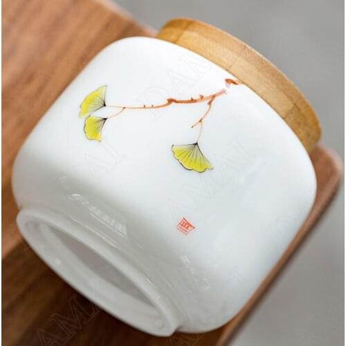 Creativity Ceramic Storage Jar Overglaze Hand Painted Portable Tea Caddy Living Room Desktop Candy Organizer Home Decoration