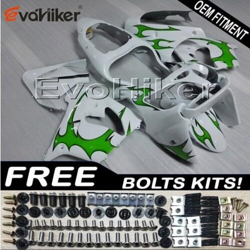 ABS Plastic Bodywork Set for ZX9R 2000 2001 White green ZX 9R 00 01 ABS plastic motor panels kit Injection mold