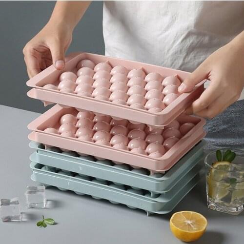 Creative Round Ice Tray with Lid Plastic Ice Cube Mold Refrigerator Spherical Ice Box Large Ice Mold Ice Box Kitchen Tools