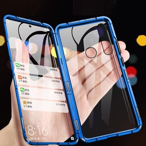 Magnetic Adsorption Phone Case For Huawei P Smart Z Pro Y9 Prime 2019 Tempered Glass Metal Case Front and Back Glass Cover case