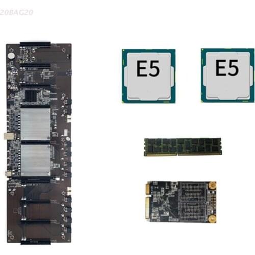 BTC X79 Dual CPU Miner Motherboard Support 9 x 3060 GPU Cryptocurrency Mining BTC Motherboard DDR3 PCI-E 3.0 16X