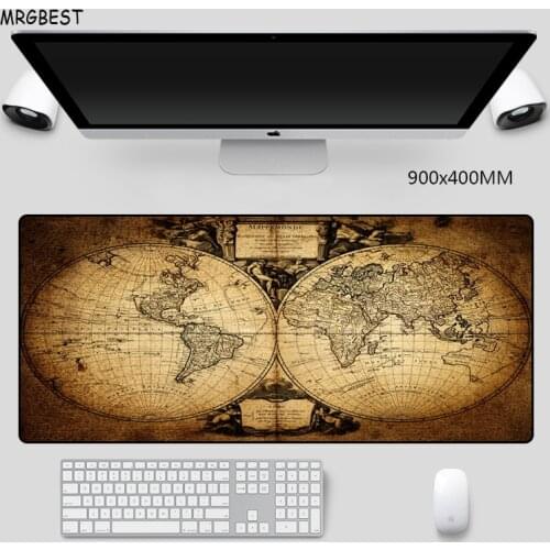 MRGBEST Mouse Pad Gaming Large Size Old World Map Non-slip Nature Rubber Mats with Locked Edge for Gamer or Office Worker