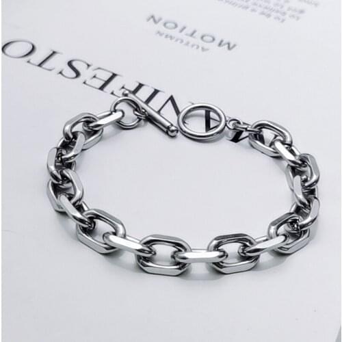 Stainless Steel OT Buckle O Type Cross Chain Interlocking Bracelet for Men Women Titanium Steel Bangles Hip Hop Trendy Bracelet