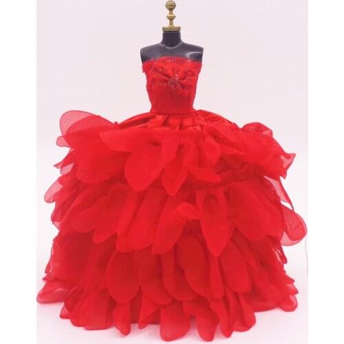 1 set Handmade Doll Clothes Doll Accessories Wedding Dress Evening Dressing Party Dress For 12 Inch Doll Girls Toy