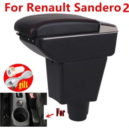 For Renault Sandero Armrest Box Sandero 2 Universal Car Central Armrest Storage Box cup holder ashtray modification accessories