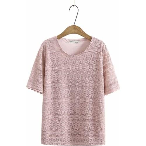 Plus Size XL-4XL Womens Embroidery Summer Tshirts Solid Elegant Slim Tops Ladies' Officewear Shirts
