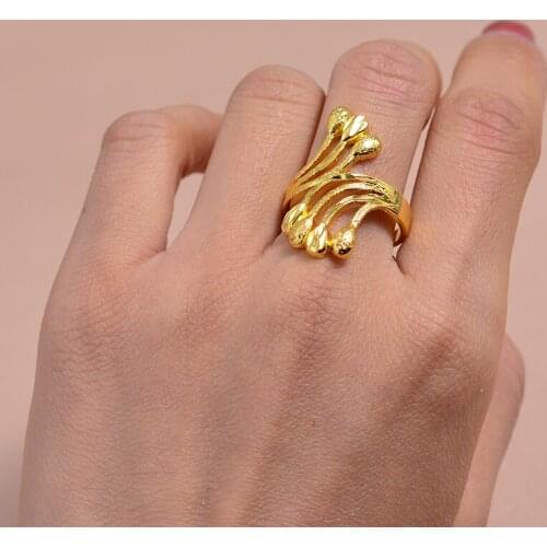 Luxury Ethiopian 24k Gold Color Wedding Ring For Women Gold Color Trendy Ring African/India/Kenya/Middle East Item