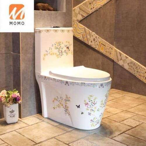 Siphon toilet, spring garden European art ceramic toilet, household adult toilet siphon ordinary toilet Biological Toilet