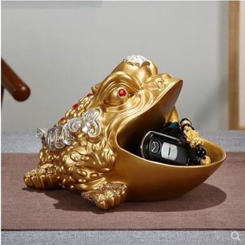 Modern creative golden toad crafts sculpture, home office restaurant bar table decoration, key storage