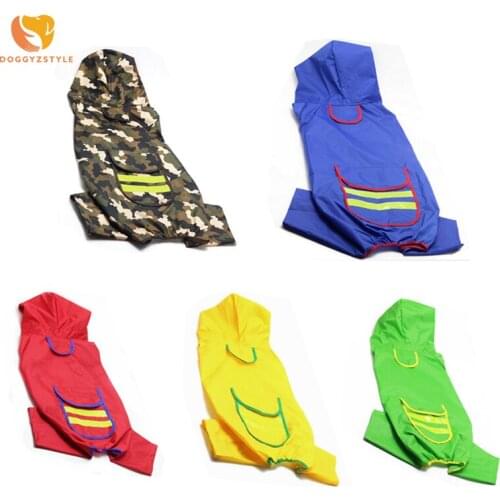 Reflective Pet Dog Raincoat Hooded Waterproof Rain Leisure Jackets Coat Apparel Clothes For Small Medium Dogs DOGGYZSTYLE