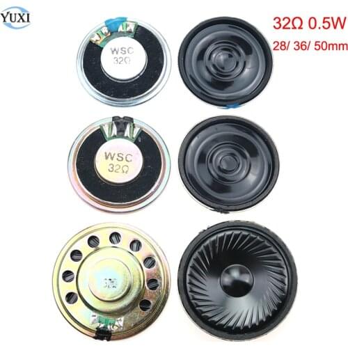 YuXi 2pcs Ultra-thin Loud speaker 32 ohms 0.5 watt 0.5W 32R speaker Diameter 28mm 2.8cm 36mm 3.6mm 50mm 5cm Loudspeaker