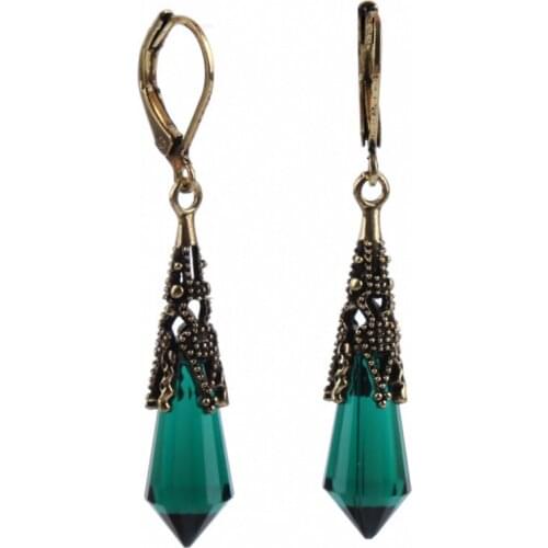 Vintage Style Crystal Tassel Pendant Earrings Ladies Elegant Pearl Rhinestone Earrings Jewelry Green