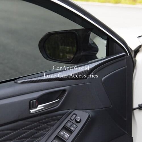 Interior Door Board Strips Inner Frame Decoration Trims ABS Carbon Fiber For Toyota Avalon XX50 2019-2021 Car Accessories
