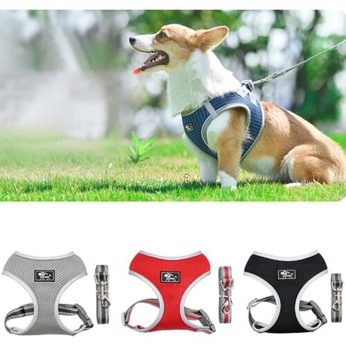 Breathable Mesh Pet Dog Harness and Leash Set for Small Medium Dogs Cat Harnesses Vest Puppy Chest Strap Pug Chihuahua Bulldog