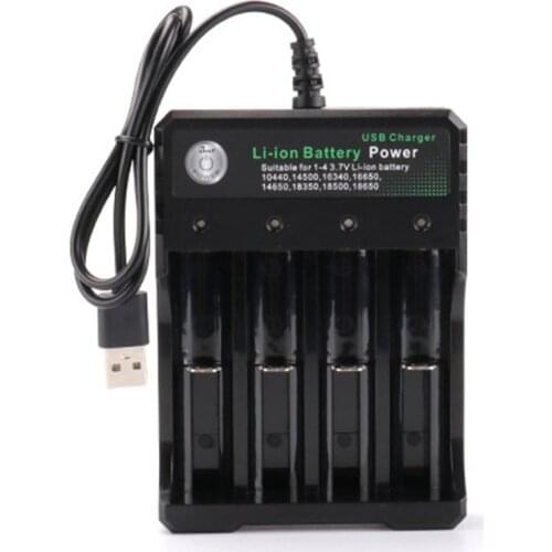 Battery Charger for 3.7V 18650 RecharGeable Battery 4 Port Battery Charger with USB Plug Universal Power Tool Accessory
