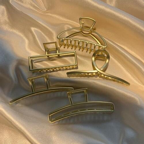 2021 Korean women girl geometric hairpin moon shape hairpin metal large paw solid color hairpin headdress accessories