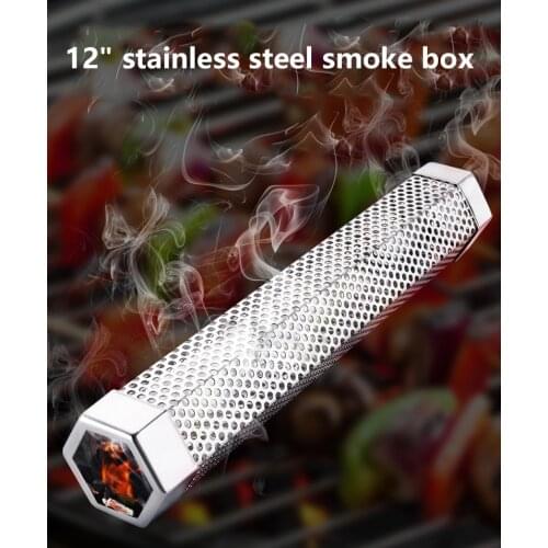 1pc Stainless Steel Smoker Tube BBQ Wood Pellet Smoke Box Charcoal Grill Meat Rhombus BBQ Grill Accessories Cold Smoke Generator