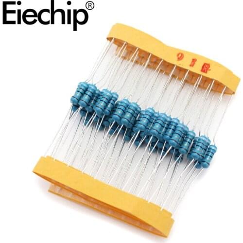 100pcs/lot 0.5W 1 ohm 1% Metal film resistor 1/2W resistance 91R Electronic resistors