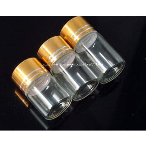 24 Pcs Glass Bottles Aluminium Screw Golden Cap Empty Transparent Clear Liquid Gift Container Wishing Bottle Jars