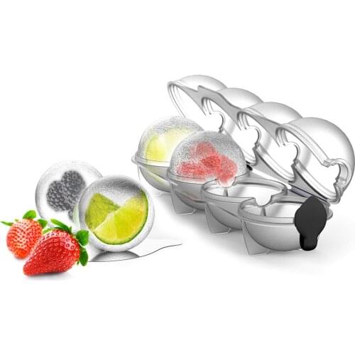 4 Ice Balls Maker with Lids, BPA Free Round Silicone Ice Cube Molds, Reusable Sphere Ice Tray for Cocktail, Bourbon, Scotch