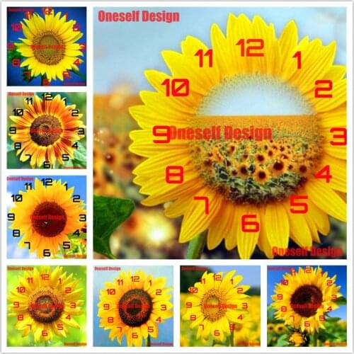 5d diamond painting full clock sunflower diamond embroidery clock rhinestone pictures decoration home diamond mosaic diy frame