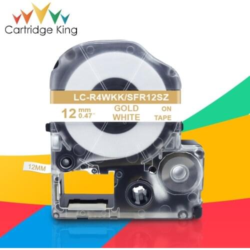 Satin Ribbon Labels for Epson SFR12SZ LK-4WKK Gold on White Labeling Tape Ribbon fit for Epson Label Printer LabelWorks LW-300