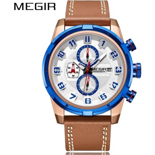 MEGIR Mens Sport Watch Men Analog Quartz Watches Fashion Multifunction Waterproof Date Military Wrist Watches Men Clock 2082G