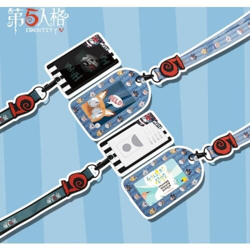 Anime Game Identity V Joker Cosplay PU Double Sided Student Card Holder Keychain Stretch Card Case Bag Bank Props Pendant Gifts